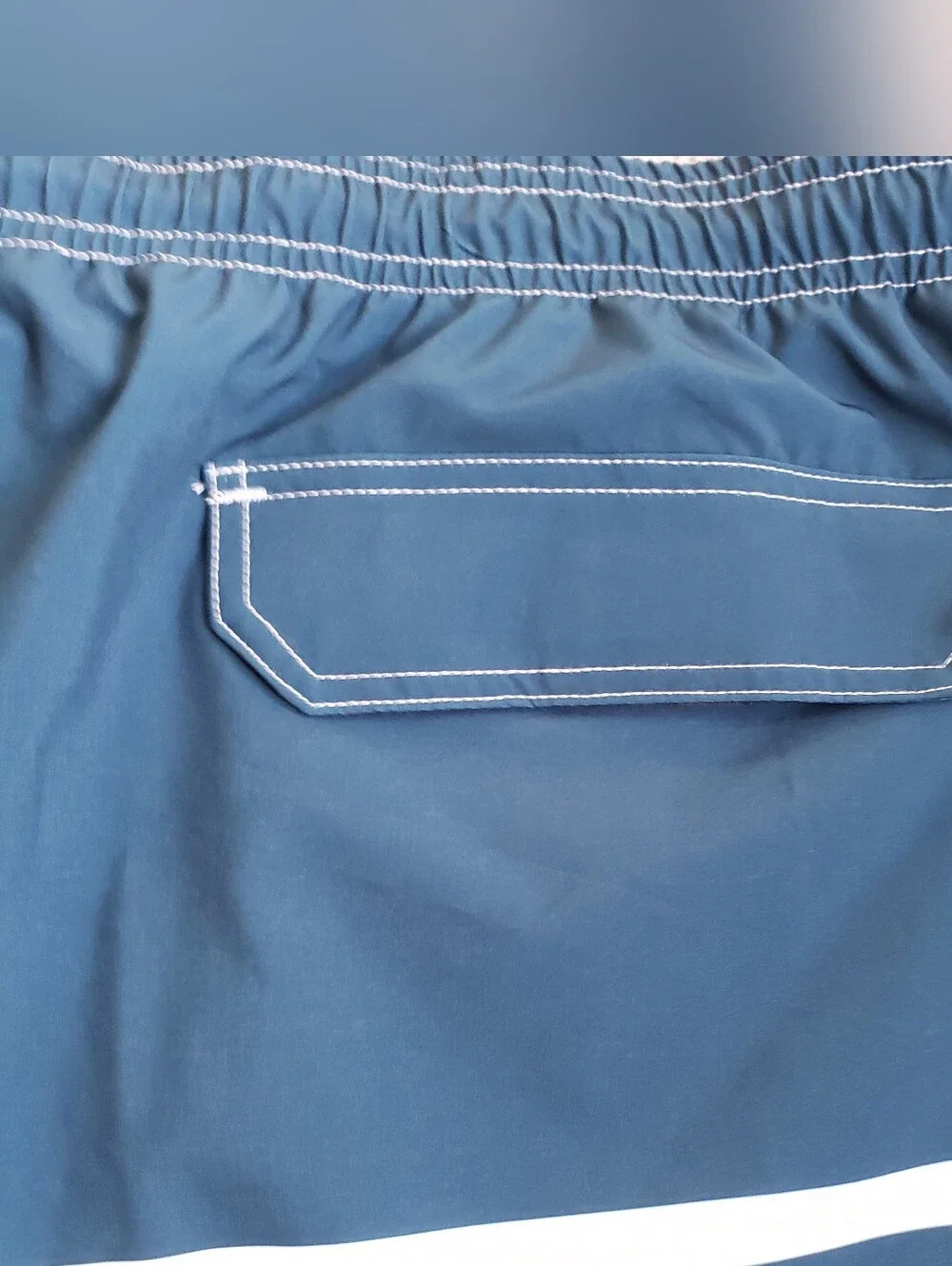 Chaps Men's 3XL Navy, White and Coral Stripe Swim Trunks